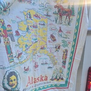 Alaska Themed Map Tapestry Vintage